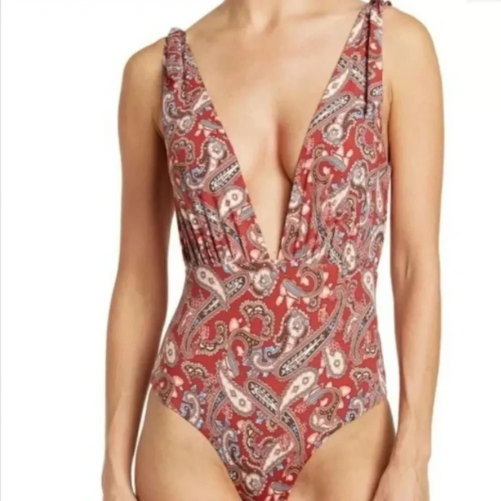 Maaji Faena Paisley Reversible Plunge Neck One-piece